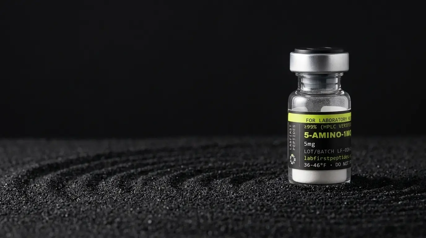 5-AMINO-1MQ research vial with its LabFirst lot label