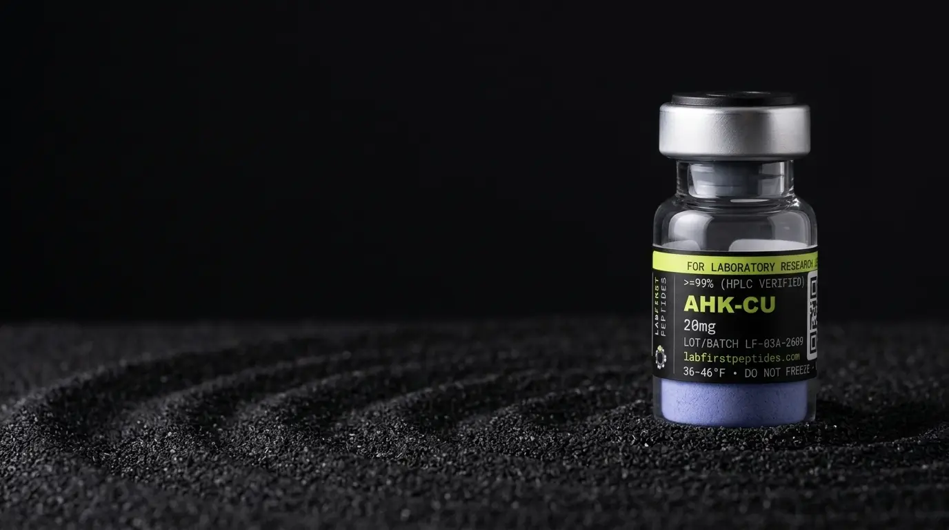 AHK-Cu research vial with its LabFirst lot label