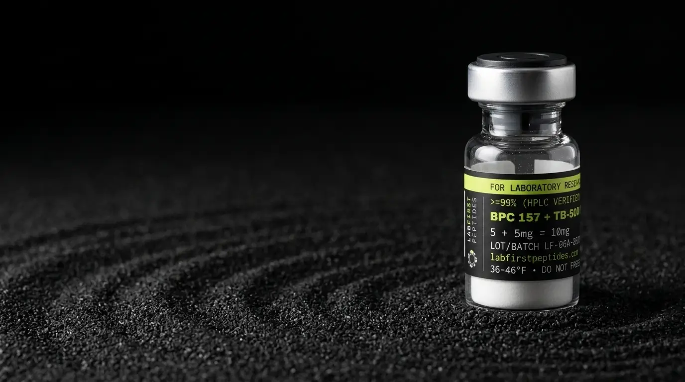 BPC 157 + TB-500 Blend research vial with its LabFirst lot label