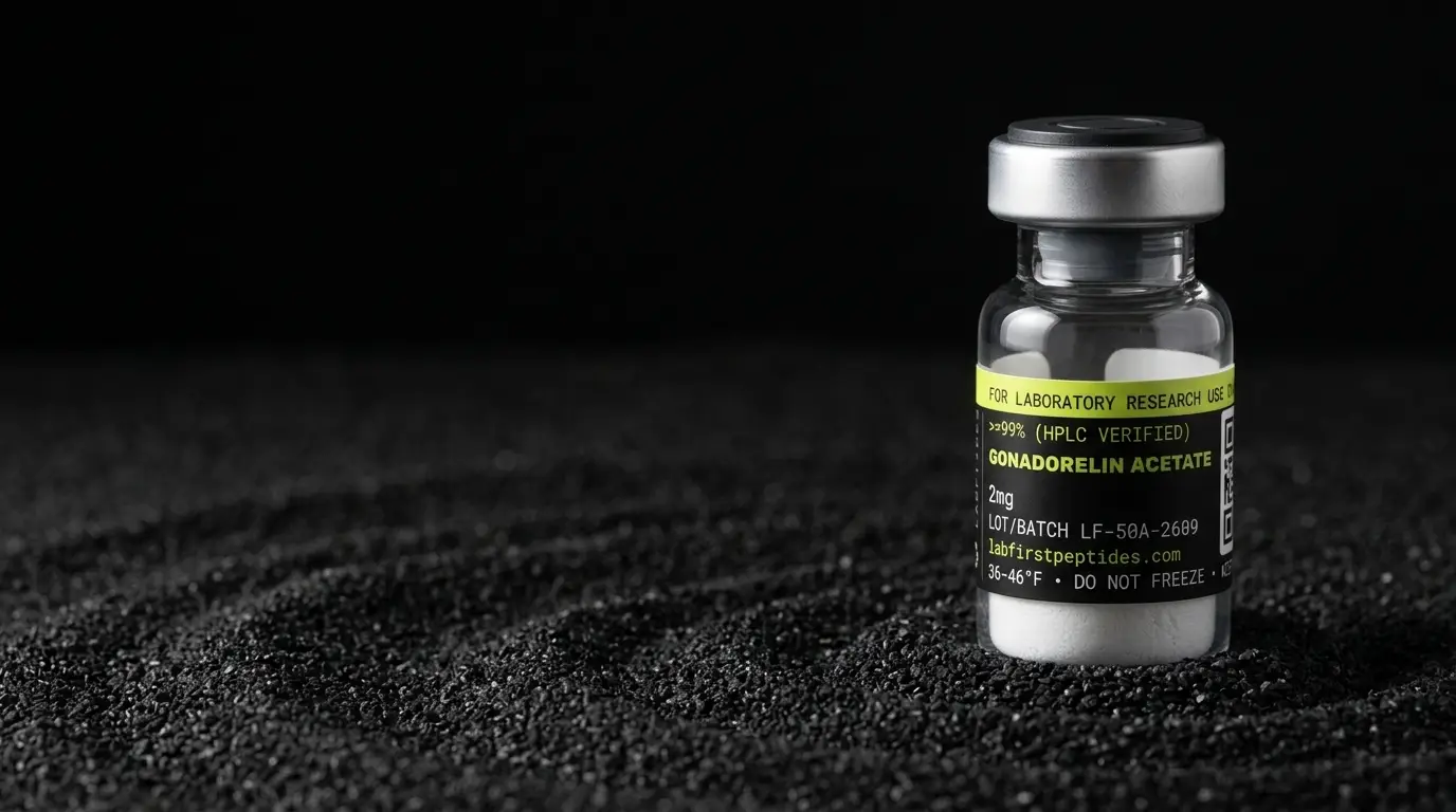 Gonadorelin Acetate research peptide vial with its LabFirst lot label