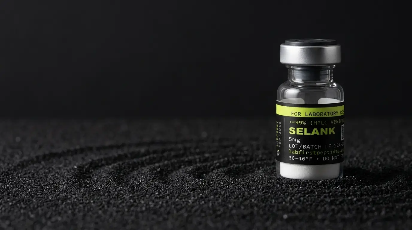 Selank research vial with its LabFirst lot label